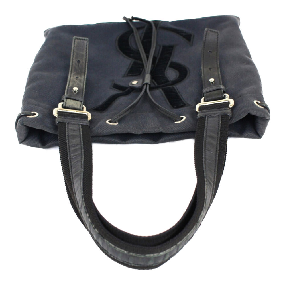Yves Saint Laurent Kahala Tote Bag Black Canvas handbag classic YSL logo - Picture 5 of 7